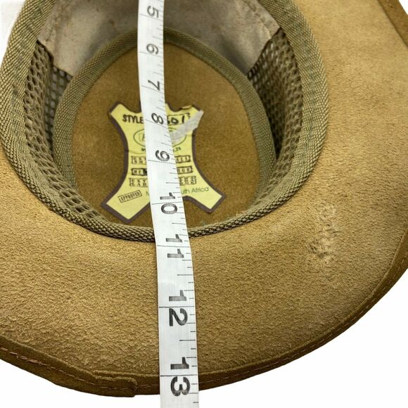Rogue Safari Hat South Africa Unisex Khaki Suede Mesh Retro Size Medium M 6 5/8 - Picture 9 of 16